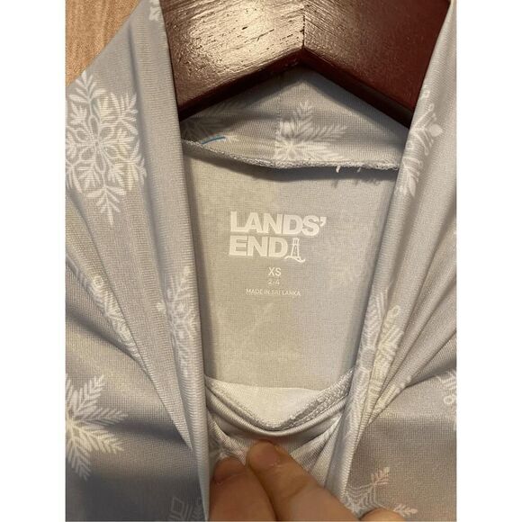 Lands End XS grey snowflake active wear top long sleeve turtle neck - Picture 3 of 5